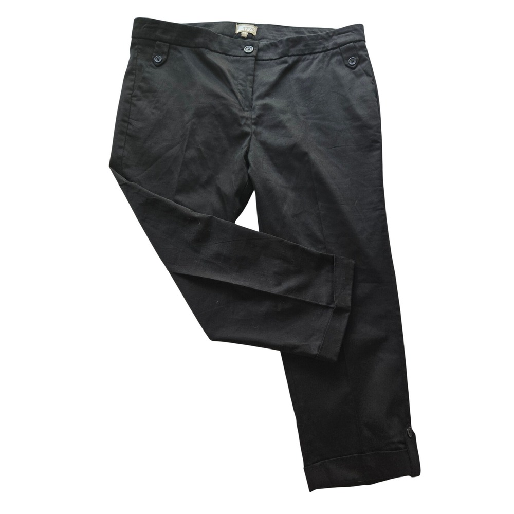 1775 Black Cropped Pants Womens Size 14 Button Detail Career Casual